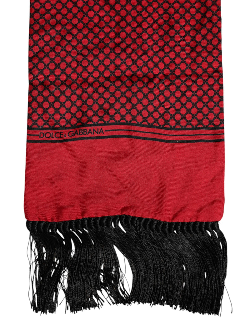 Red Dotted Silk Fringes Men Foulard Scarf Dolce & Gabbana