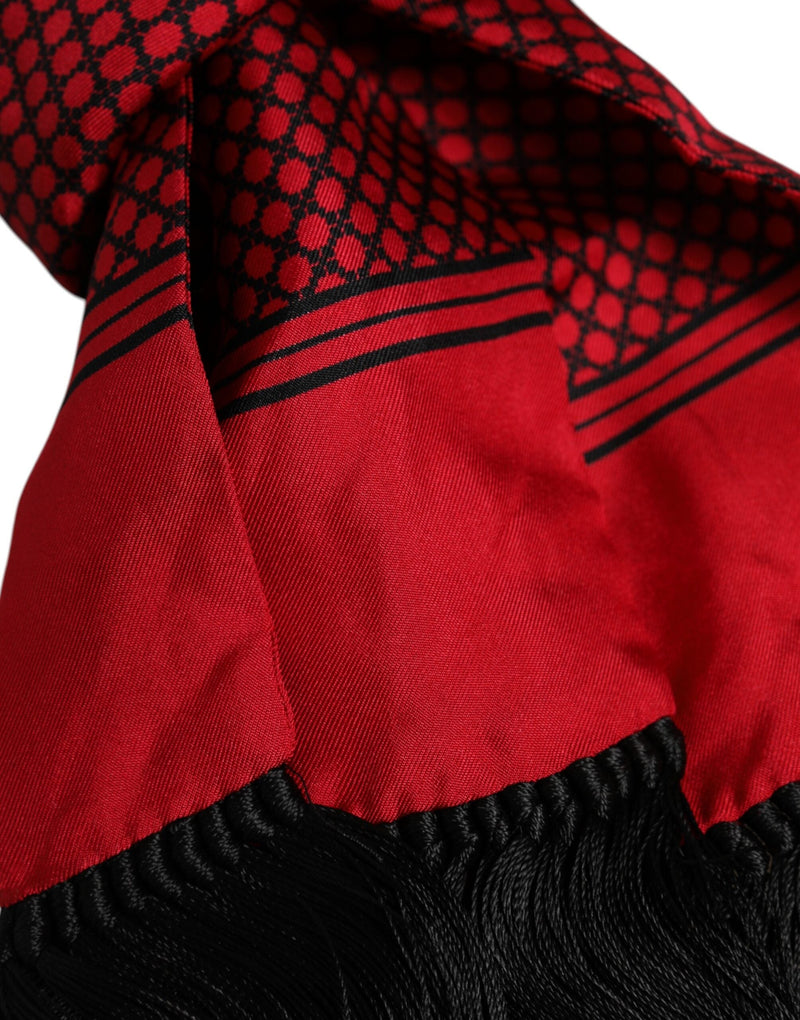 Red Dotted Silk Fringes Men Foulard Scarf Dolce & Gabbana