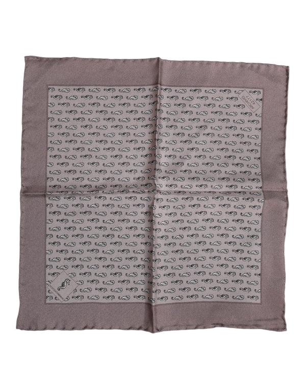 Brown Sea Horse Silk Square Foulard Scarf Dolce & Gabbana