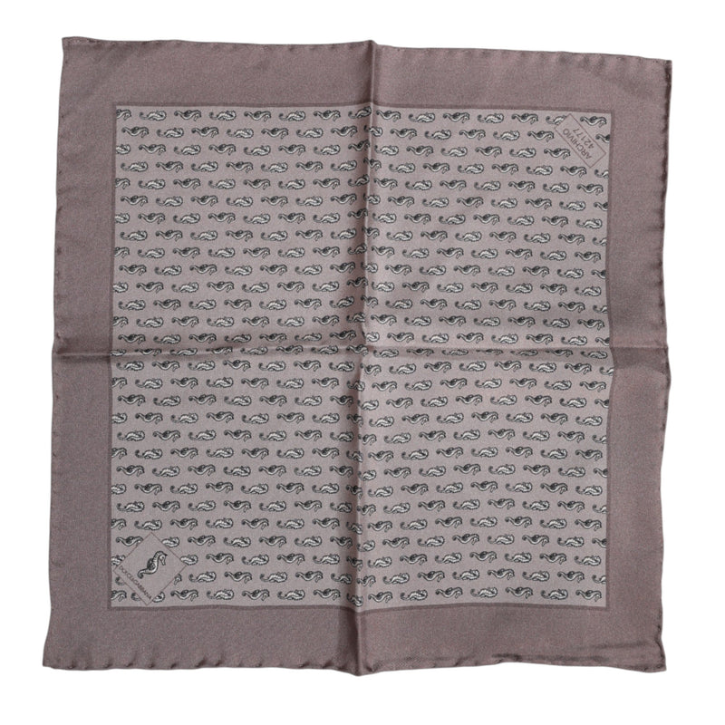 Brown Sea Horse Silk Square Foulard Scarf Dolce & Gabbana
