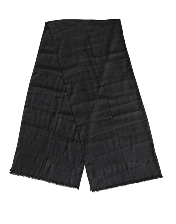 Dark Gray Cashmere Fringes Neck Warmer Scarf Dolce & Gabbana