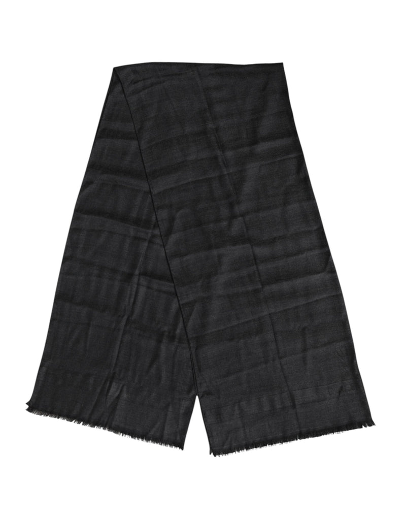 Dark Gray Cashmere Fringes Neck Warmer Scarf Dolce & Gabbana