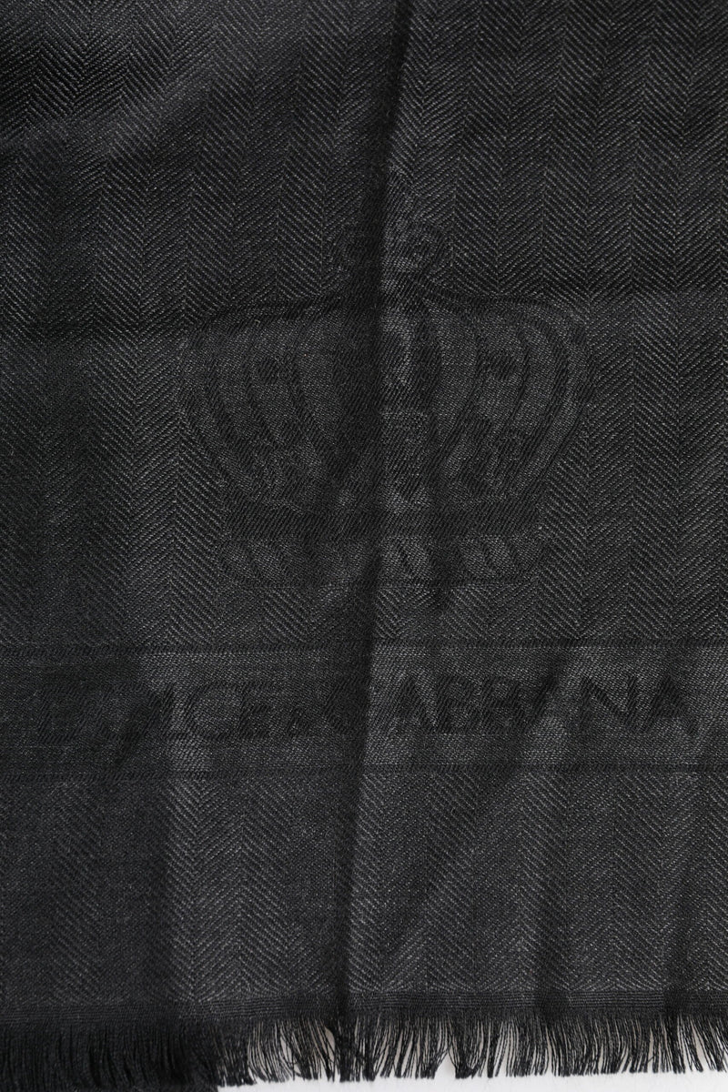 Dark Gray Cashmere Fringes Neck Warmer Scarf Dolce & Gabbana