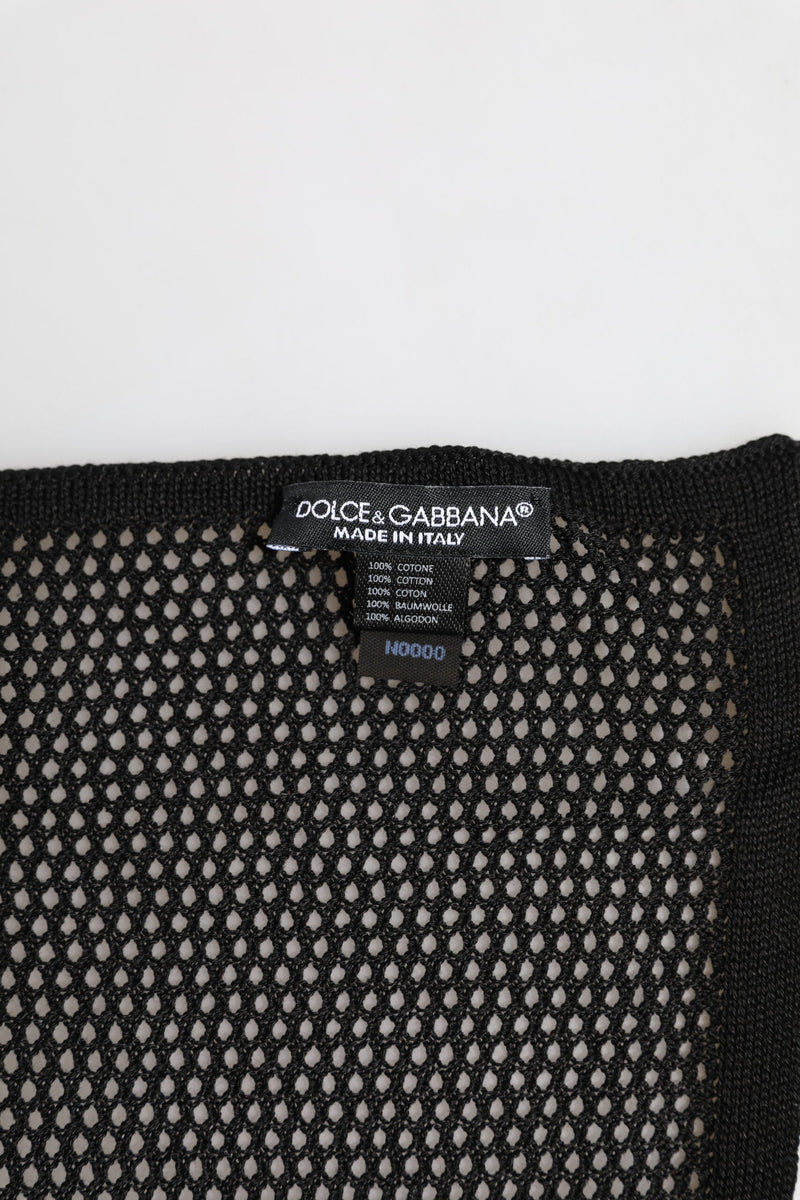 Black Patterned Cotton Square Foulard Scarf Dolce & Gabbana