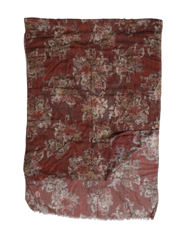 Maroon Floral Neck Warmer Foulard Scarf Dolce & Gabbana