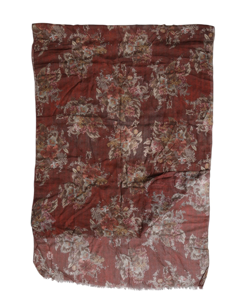 Maroon Floral Neck Warmer Foulard Scarf Dolce & Gabbana