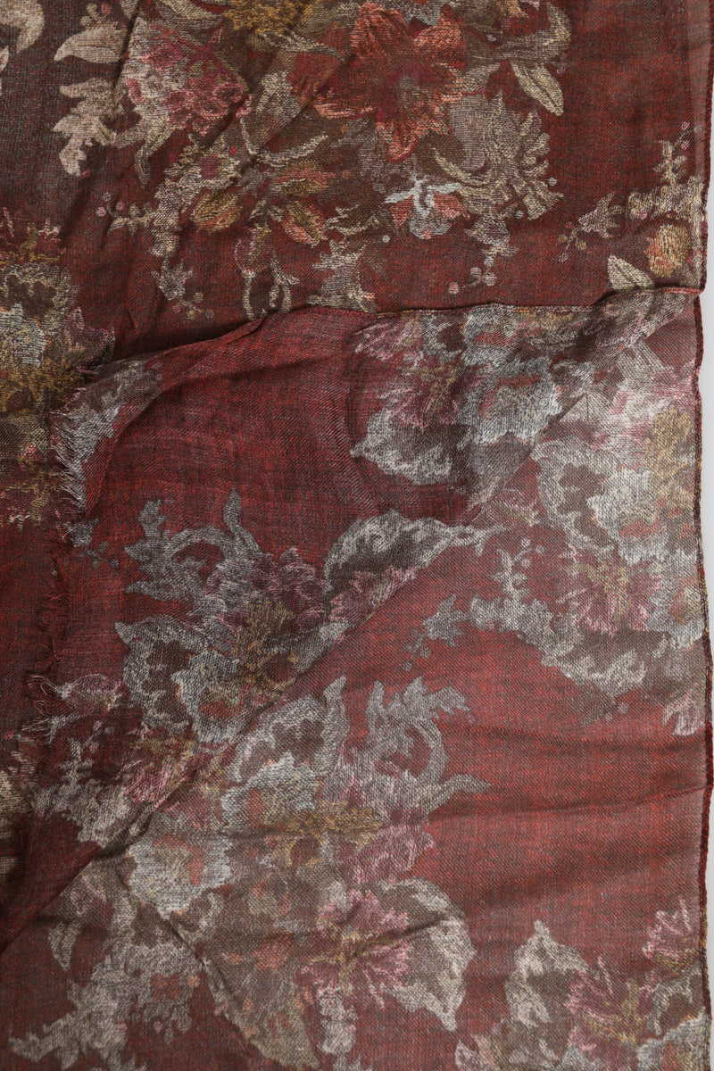 Maroon Floral Neck Warmer Foulard Scarf Dolce & Gabbana