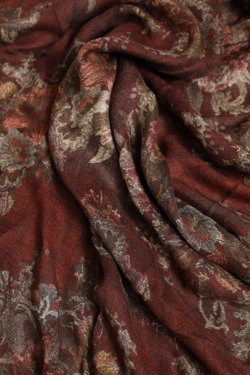 Maroon Floral Neck Warmer Foulard Scarf Dolce & Gabbana