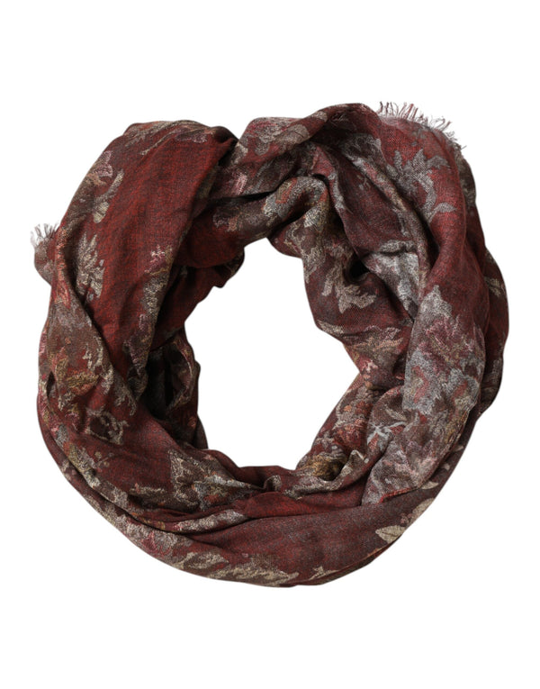 Maroon Floral Neck Warmer Foulard Scarf Dolce & Gabbana