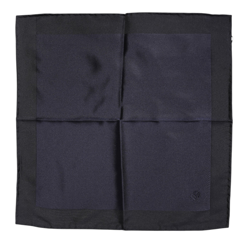 Dark Blue Silk Square Men Foulard Scarf Dolce & Gabbana