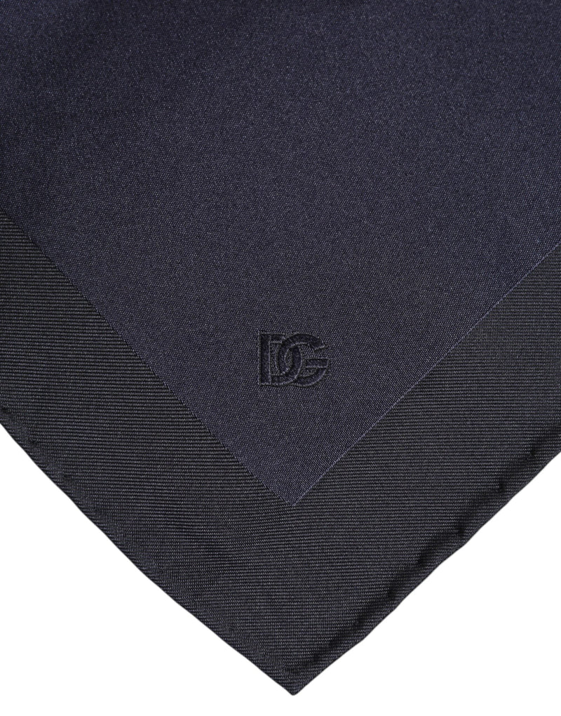 Dark Blue Silk Square Men Foulard Scarf Dolce & Gabbana