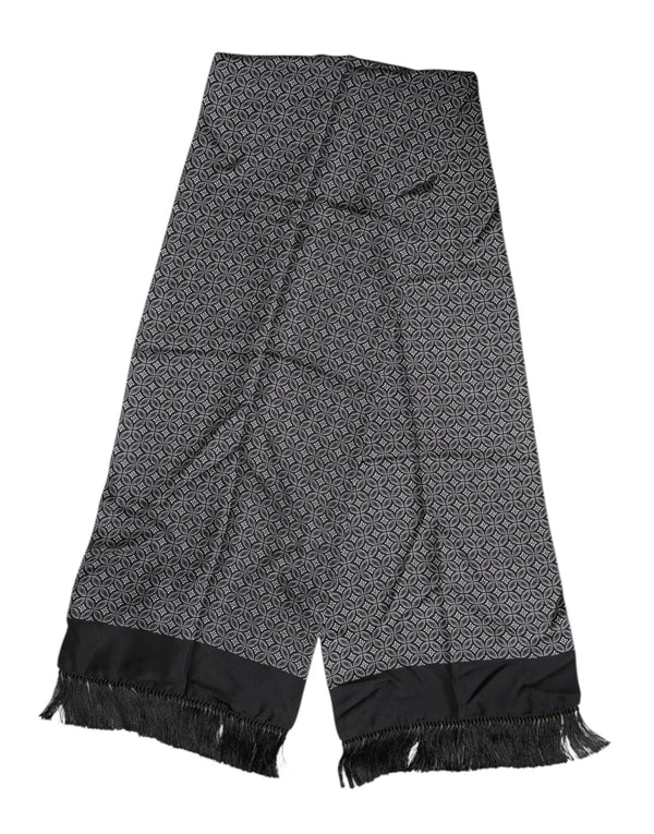 Black Patterned Fringes Men Foulard Scarf Dolce & Gabbana