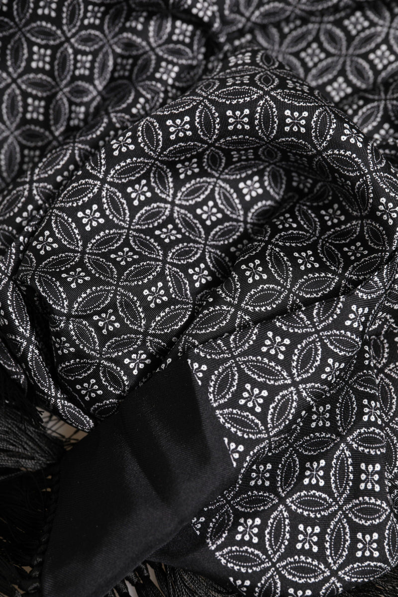 Black Patterned Fringes Men Foulard Scarf Dolce & Gabbana
