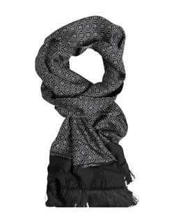 Black Patterned Fringes Men Foulard Scarf Dolce & Gabbana