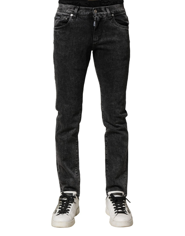 Black Washed Double Waistband Denim Jeans Dolce & Gabbana