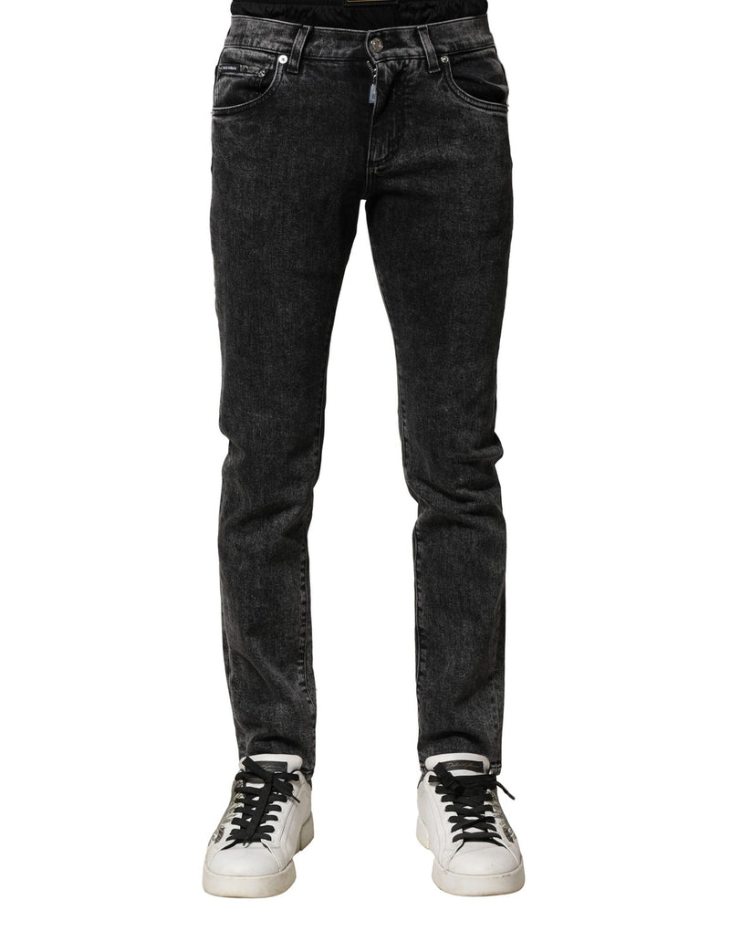Black Washed Double Waistband Denim Jeans Dolce & Gabbana