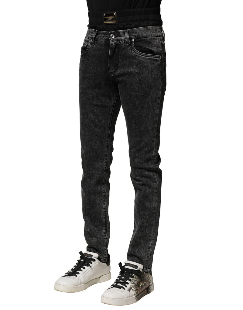 Black Washed Double Waistband Denim Jeans Dolce & Gabbana