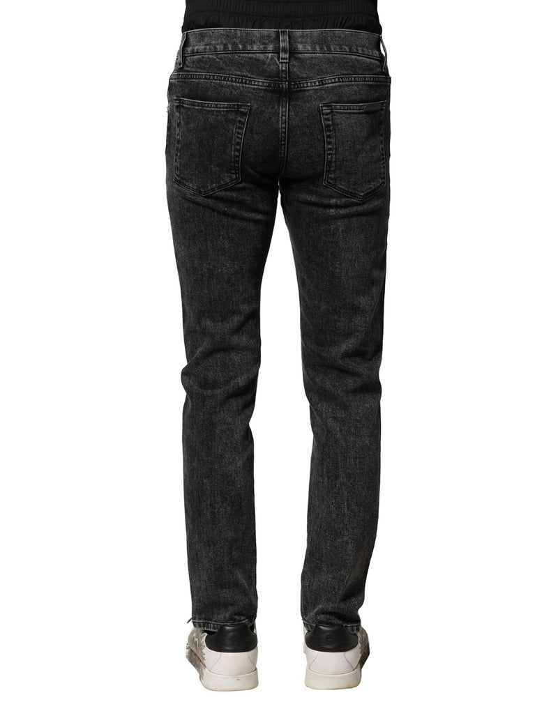 Black Washed Double Waistband Denim Jeans Dolce & Gabbana