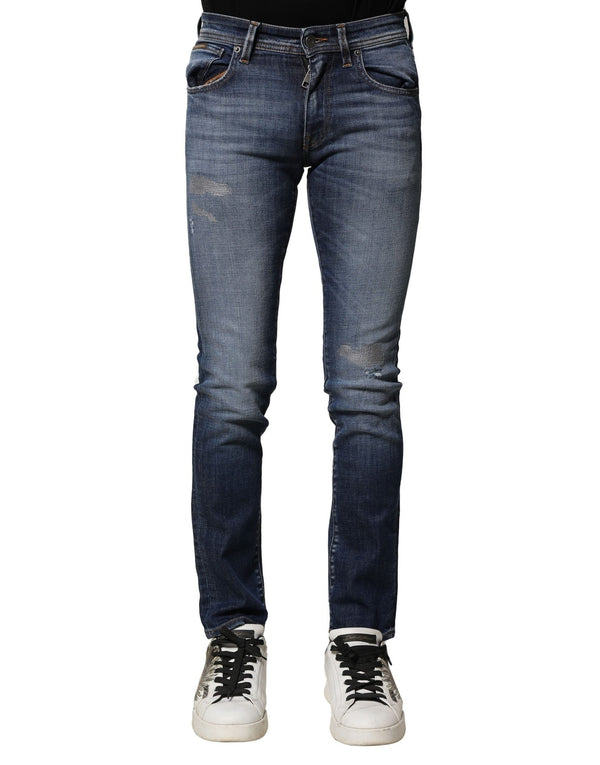 Blue Washed Cotton Slim Fit Men Denim Jeans Dolce & Gabbana