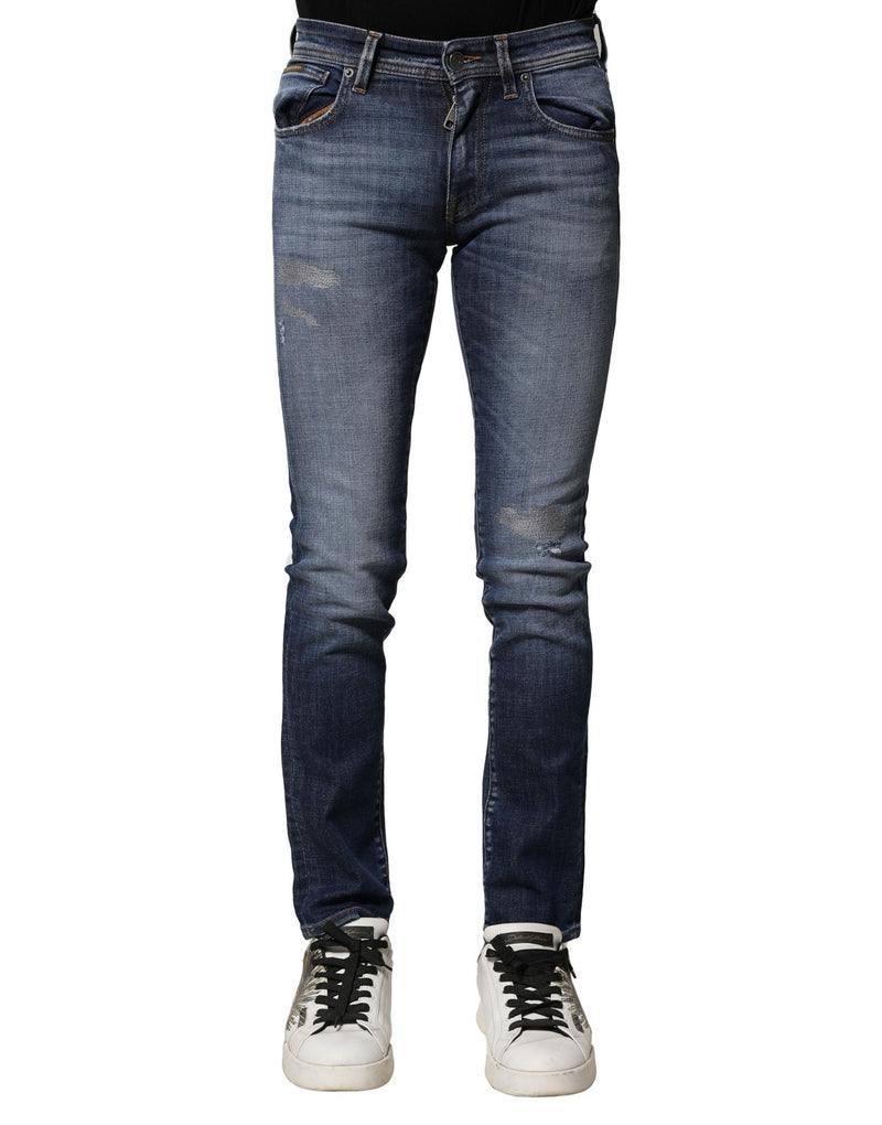Blue Washed Cotton Slim Fit Men Denim Jeans Dolce & Gabbana