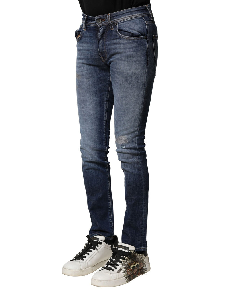 Blue Washed Cotton Slim Fit Men Denim Jeans Dolce & Gabbana