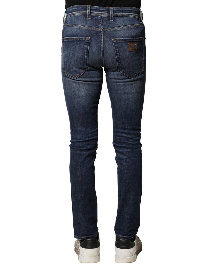 Blue Washed Cotton Slim Fit Men Denim Jeans Dolce & Gabbana