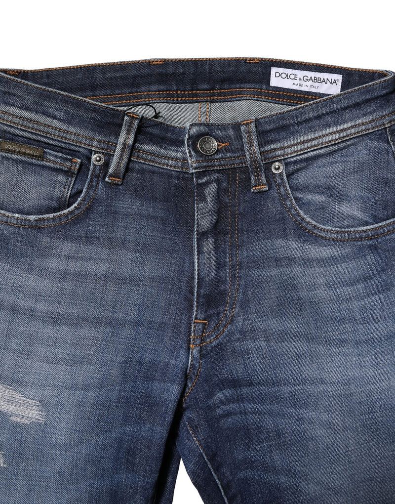 Blue Washed Cotton Slim Fit Men Denim Jeans Dolce & Gabbana