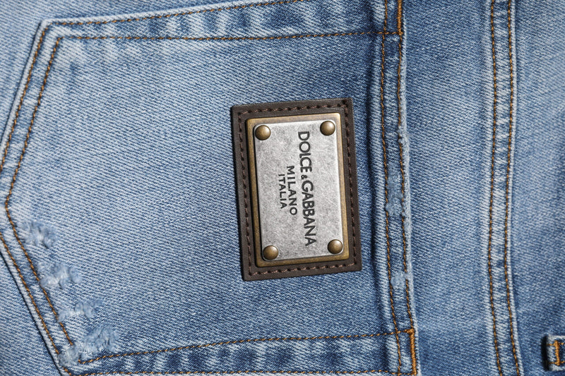 Blue Washed Cotton Skinny Men Denim Jeans Dolce & Gabbana
