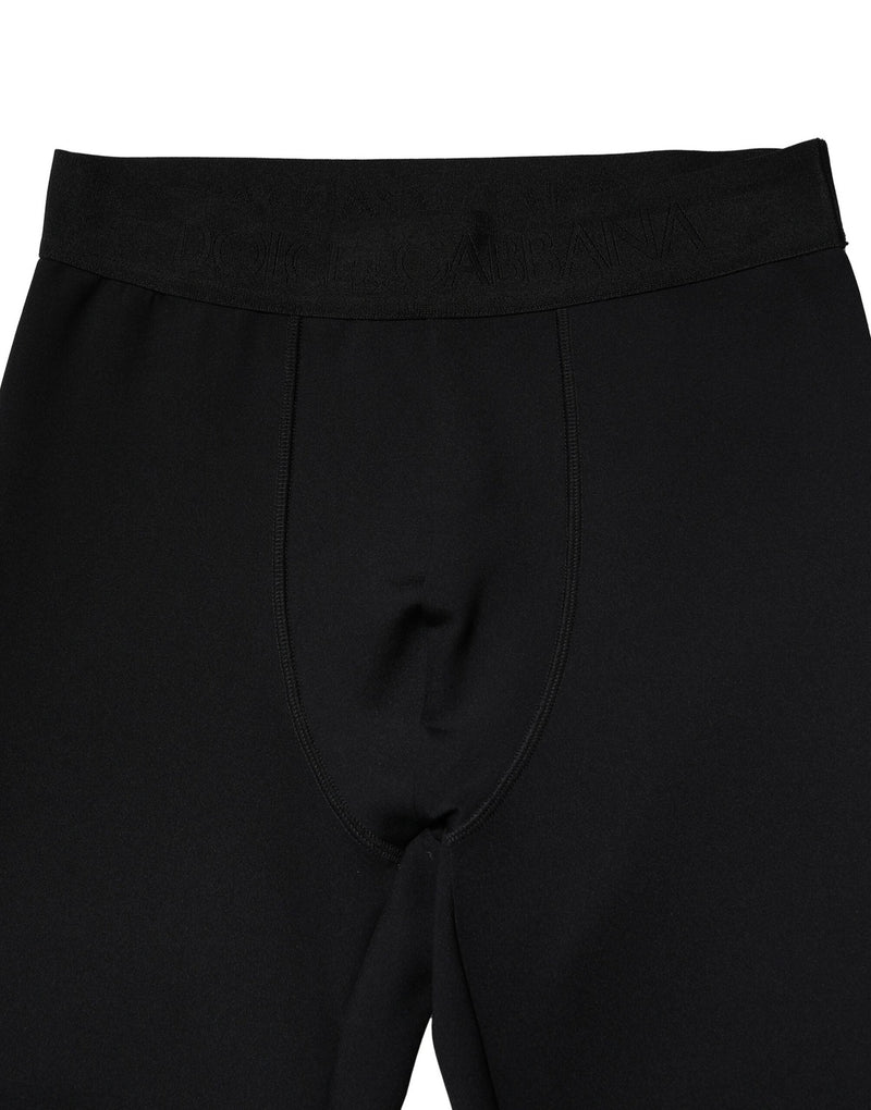 Black Nylon Elastic Logo Men Leggings Pants Dolce & Gabbana