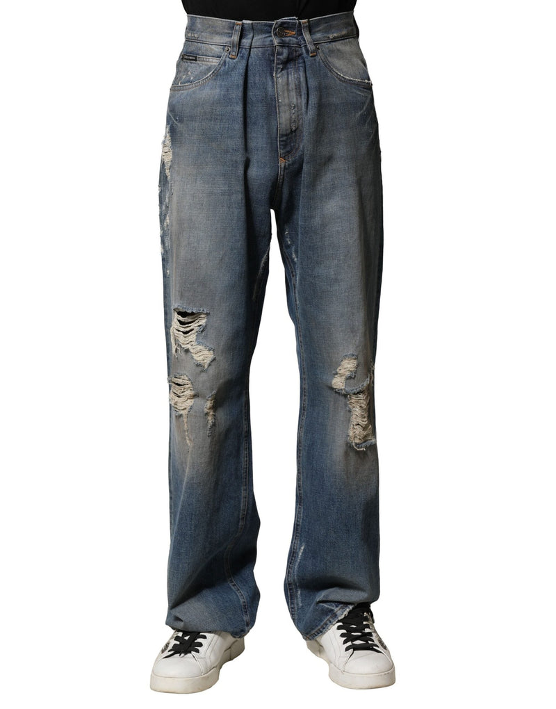Blue Cotton Tattered Men Denim Jeans Dolce & Gabbana