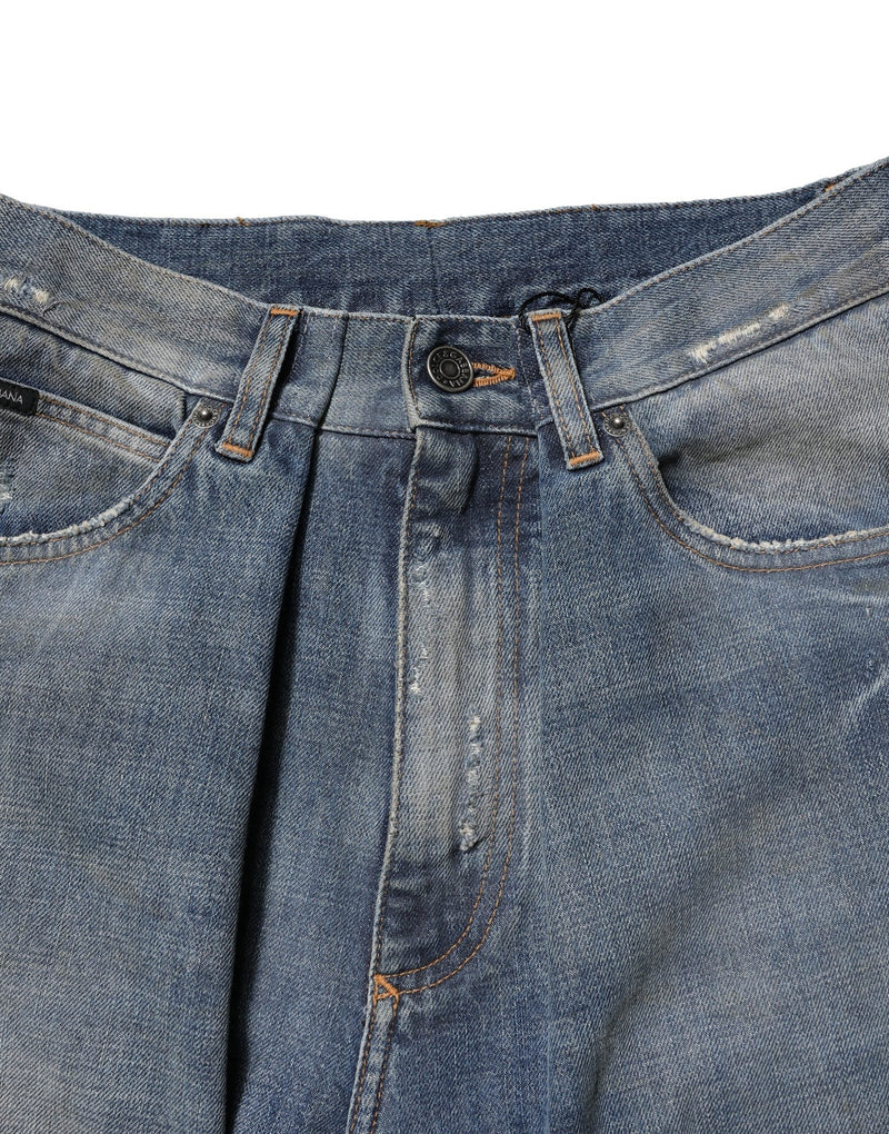 Blue Cotton Tattered Men Denim Jeans Dolce & Gabbana