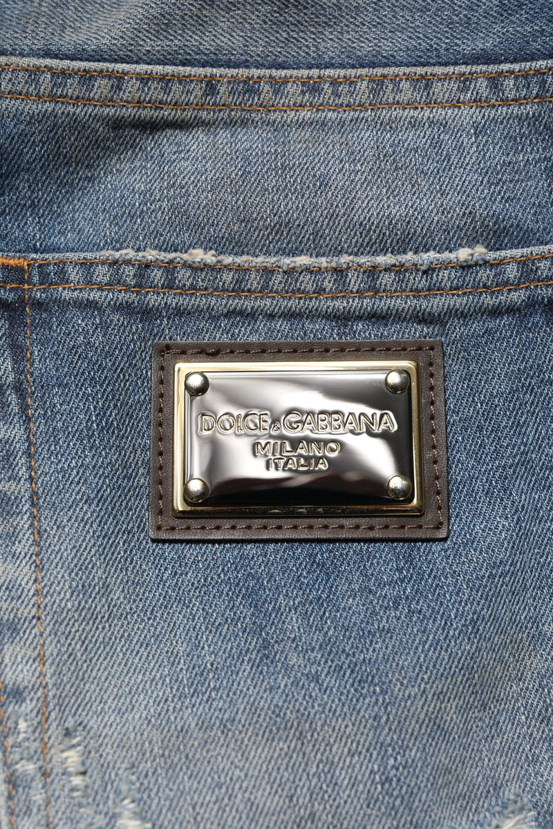Blue Cotton Tattered Men Denim Jeans Dolce & Gabbana