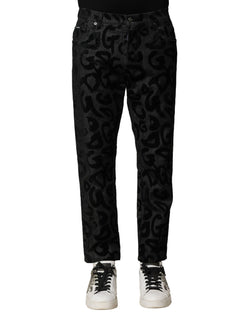 Gray Cotton DG Logo Straight Men Denim Jeans Dolce & Gabbana