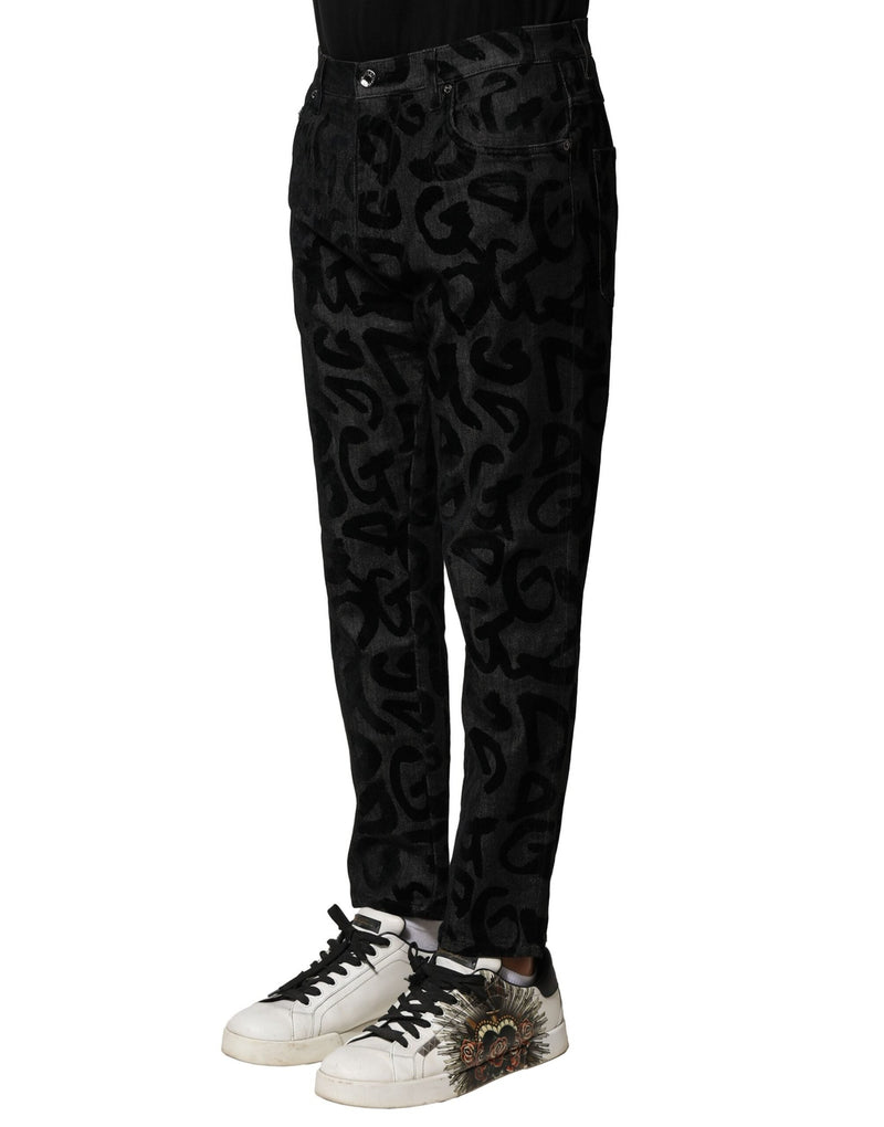 Gray Cotton DG Logo Straight Men Denim Jeans Dolce & Gabbana