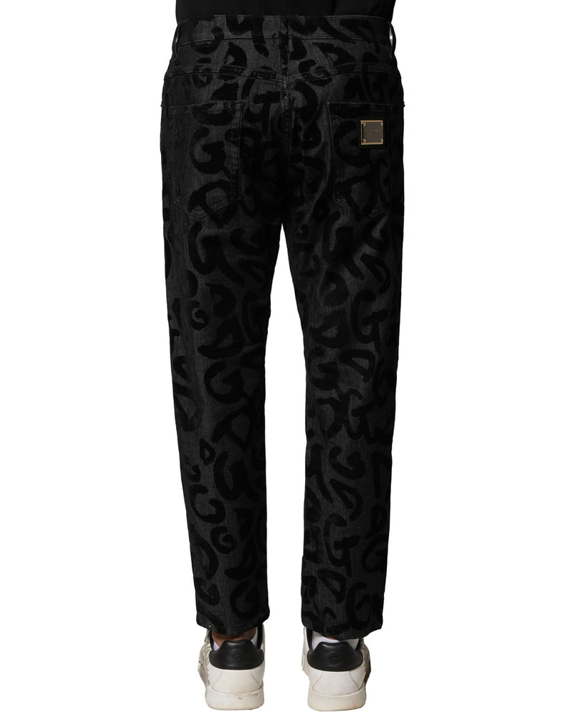 Gray Cotton DG Logo Straight Men Denim Jeans Dolce & Gabbana