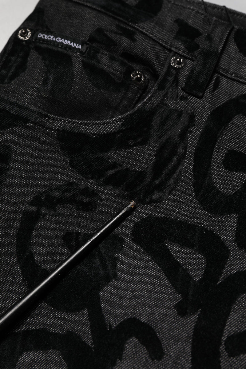 Gray Cotton DG Logo Straight Men Denim Jeans Dolce & Gabbana