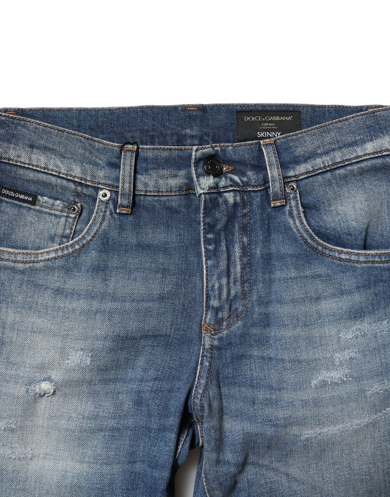 Blue Washed Cotton Slim Fit Men Denim Jeans Dolce & Gabbana