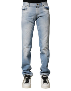 Light Blue Washed Straight Fit Denim Jeans Dolce & Gabbana