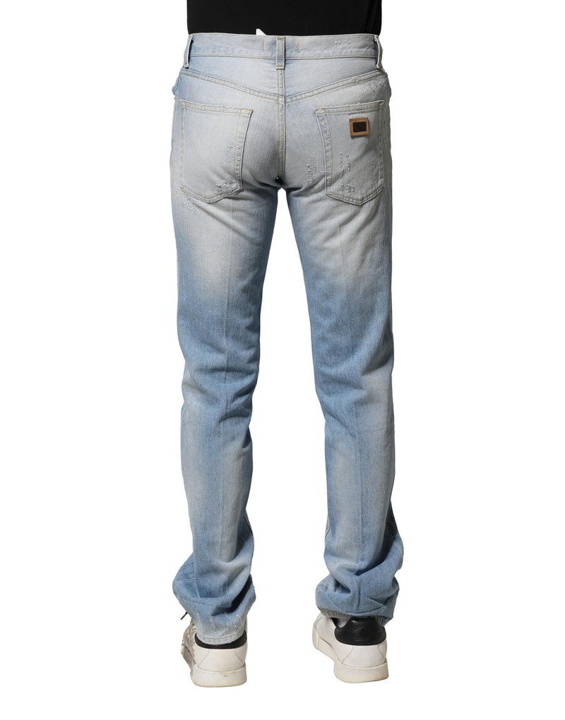 Light Blue Washed Straight Fit Denim Jeans Dolce & Gabbana