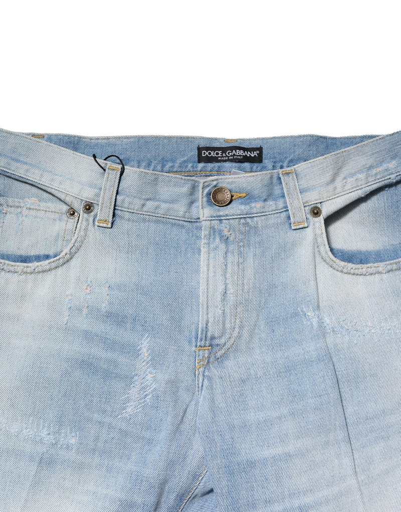 Light Blue Washed Straight Fit Denim Jeans Dolce & Gabbana