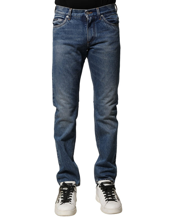 Blue Cotton Stretch Slim Fit Men Denim Jeans Dolce & Gabbana