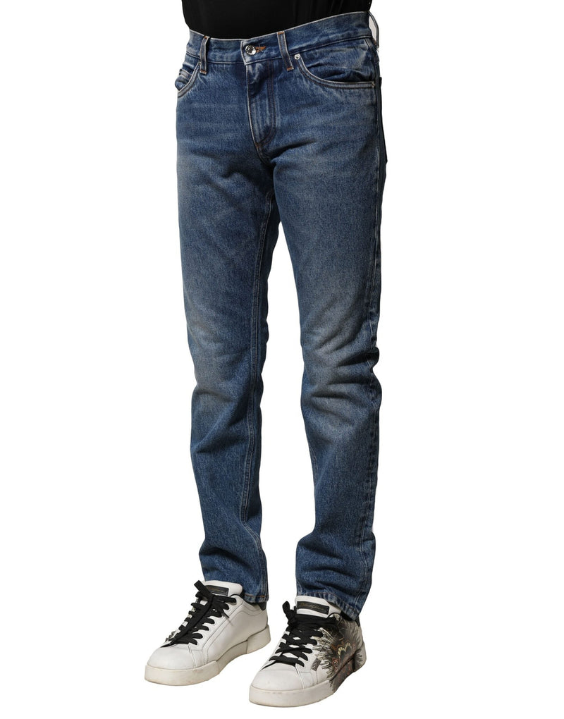 Blue Cotton Stretch Slim Fit Men Denim Jeans Dolce & Gabbana