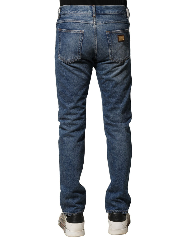 Blue Cotton Stretch Slim Fit Men Denim Jeans Dolce & Gabbana