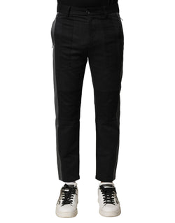 Black Gray Cotton Tapered Men Pants Dolce & Gabbana