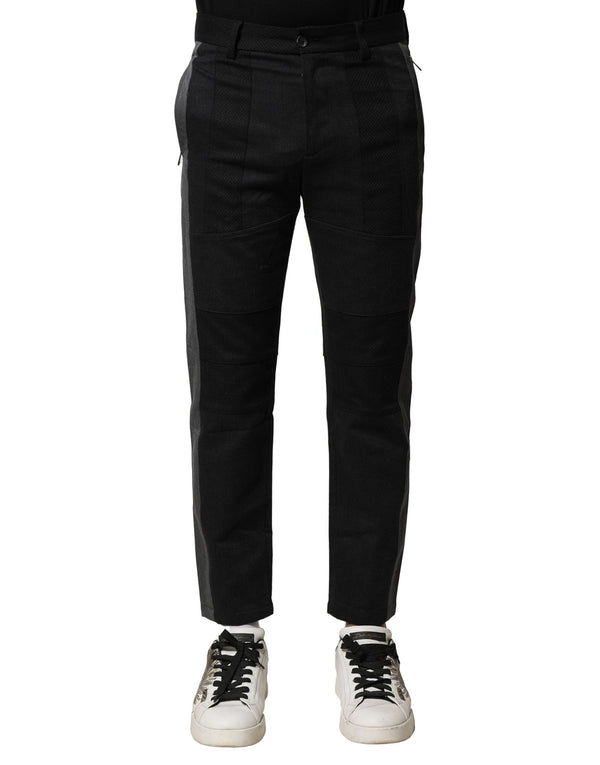 Black Gray Cotton Tapered Men Pants Dolce & Gabbana