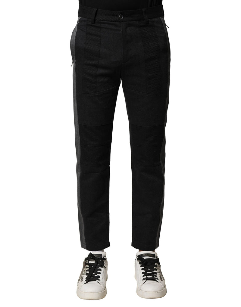 Black Gray Cotton Tapered Men Pants Dolce & Gabbana