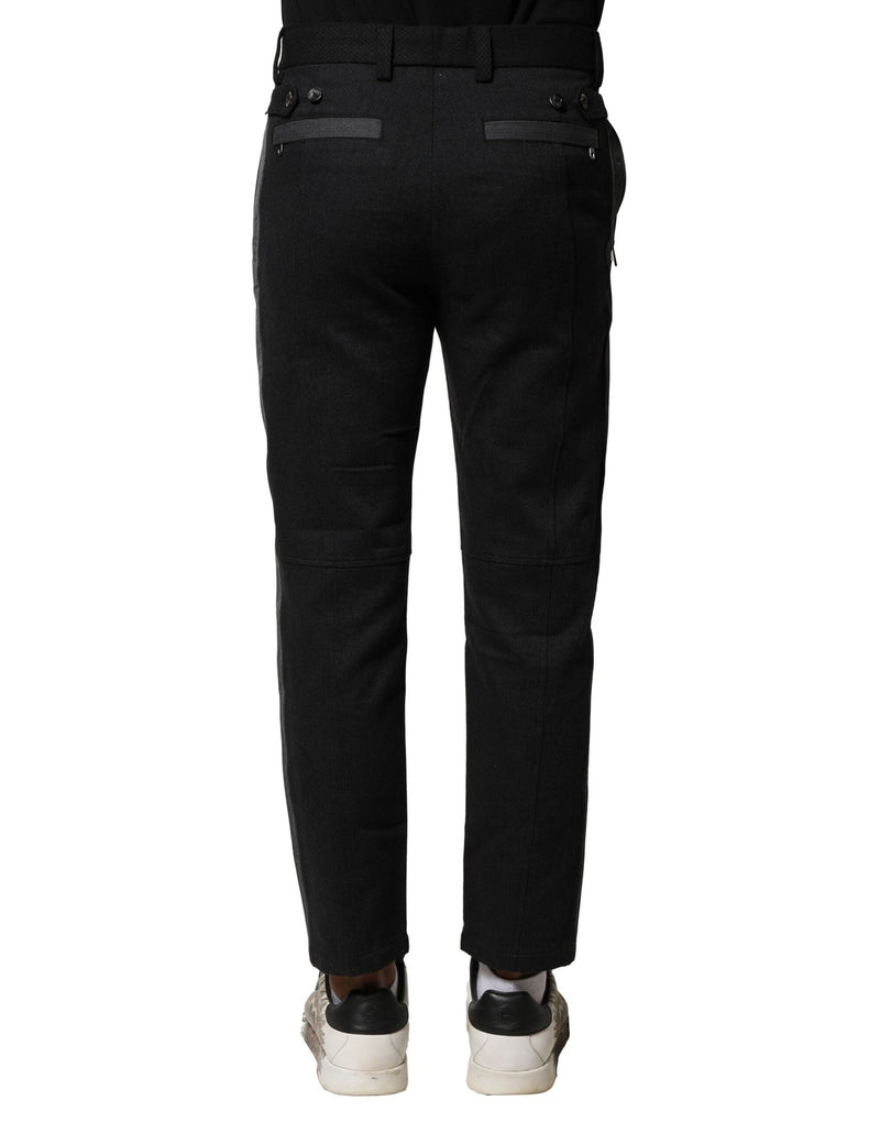 Black Gray Cotton Tapered Men Pants Dolce & Gabbana