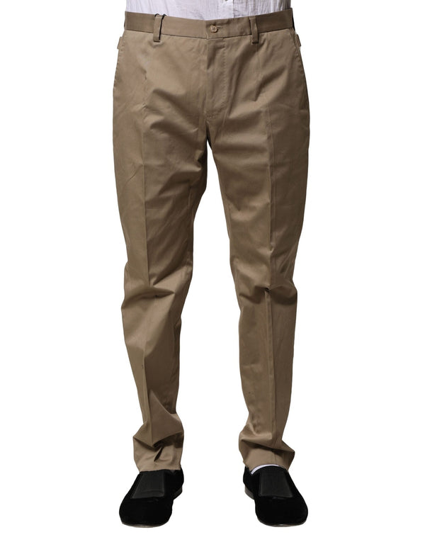 Brown Cotton Tapered Men Formal Pants Dolce & Gabbana