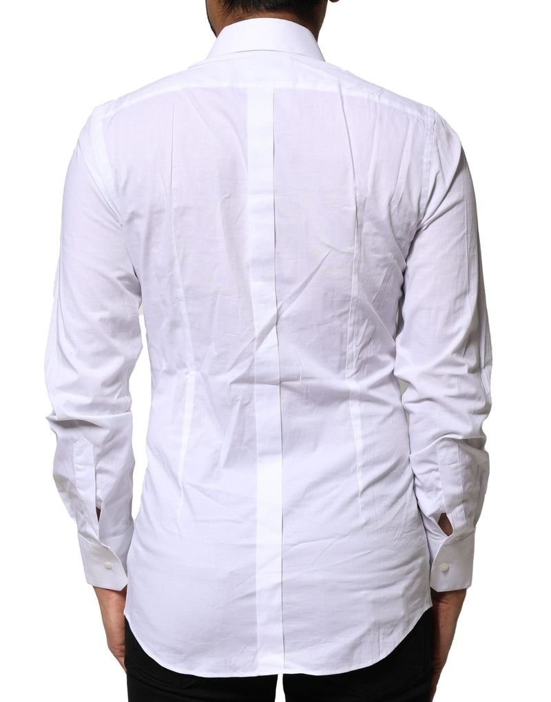 White Cotton GOLD Long Sleeves Dress Shirt Dolce & Gabbana