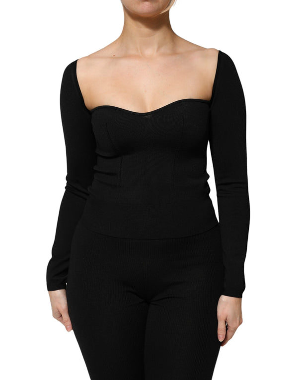 Black Viscose Long Sleeve Pullover Blouse Top Dolce & Gabbana